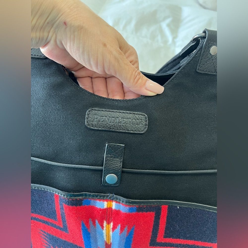Pendleton | Red Black Wool Cargo Tote | Southwest Style | Travel Work Diaper Bag - Picture 8 of 13